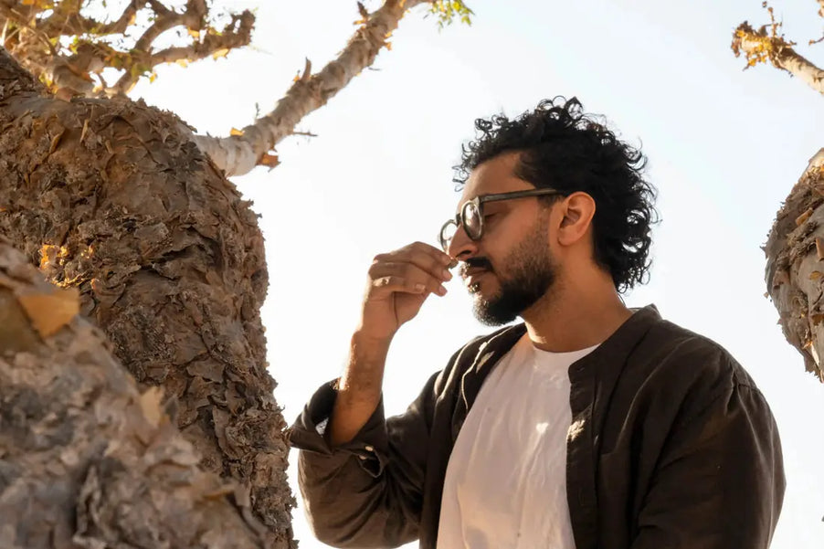 Shoaib among the Boswellia trees in Dhofar, Oman