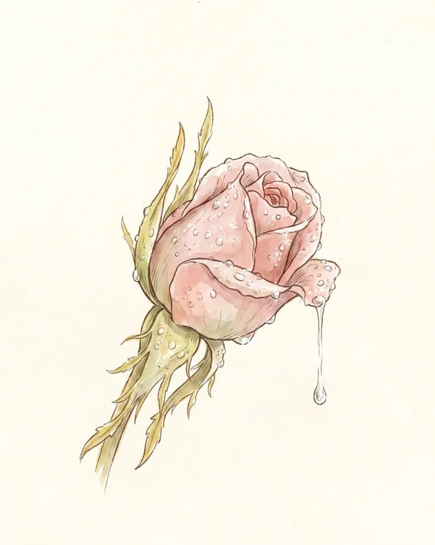 Top note, illustrated: sweet dewy citrus, like petals still wet with morning dew